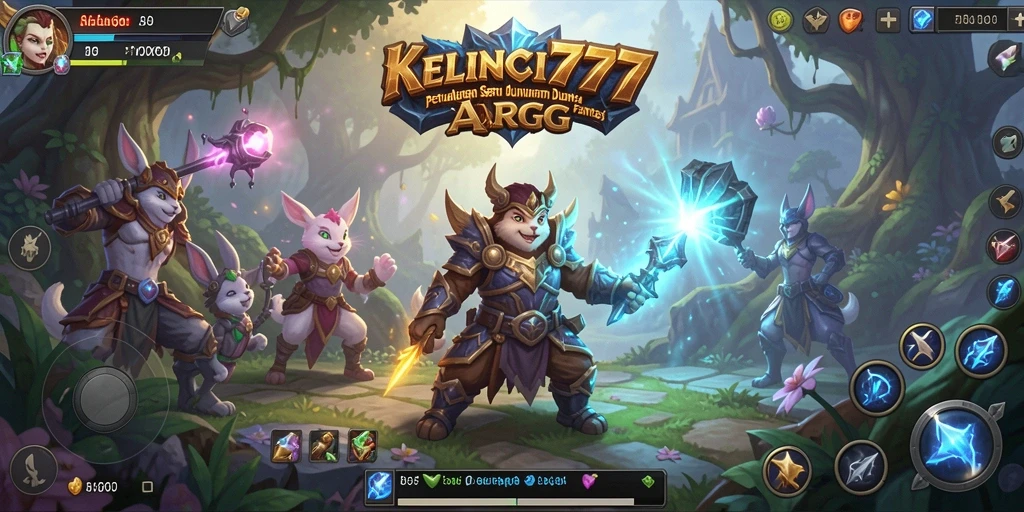Screenshot gameplay KELINCI777 menampilkan pertarungan seru antara karakter dan monster.